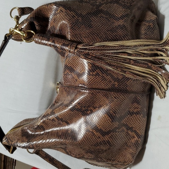 Gili python print leather large slouch  shoulder bag convertible snakeskin - Picture 8 of 15